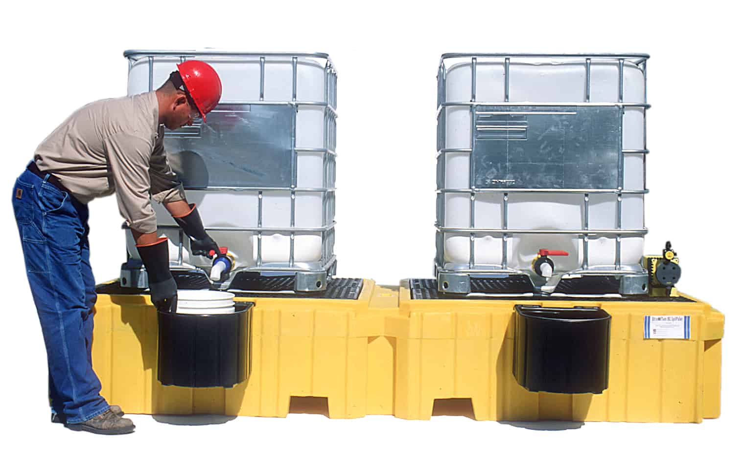 UltraTech Twin IBC Spill Pallet With 2 Bucket Shelves